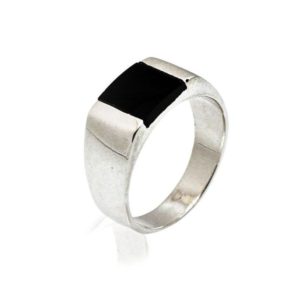 טבעת כסף 925 קלאסית ריבוע שחור