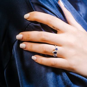 טבעת כסף טיפות עם זרקנים כחולים