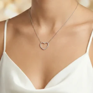 שרשרת כסף לב חלול בינוני