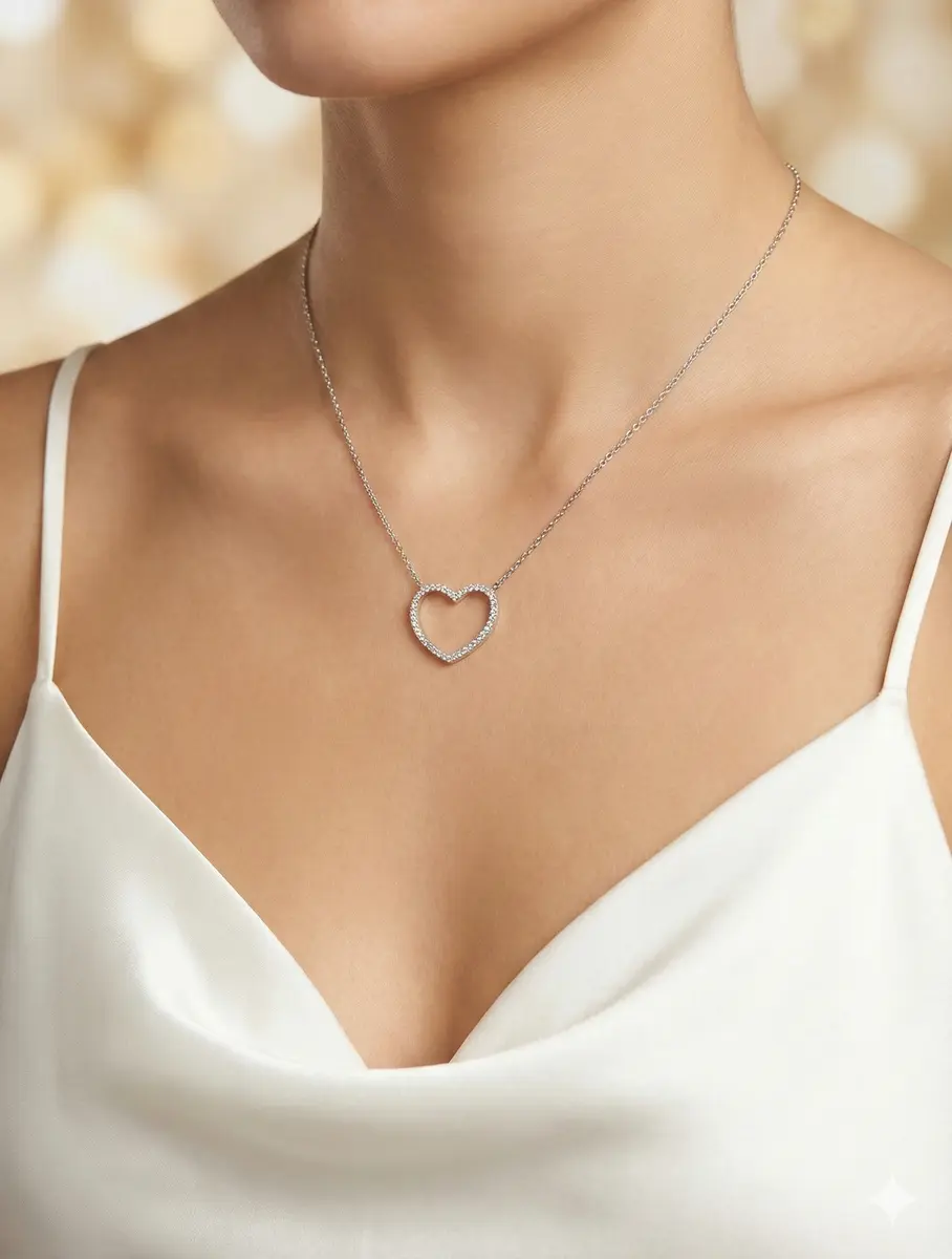 שרשרת לב מכסף - שרשרת לב - שרשרת כסף לב