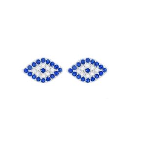 עגילי עין קטנים שיבוץ כחול