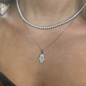 שרשרת חמסה עם מגן דוד מכסף 925 לאישה