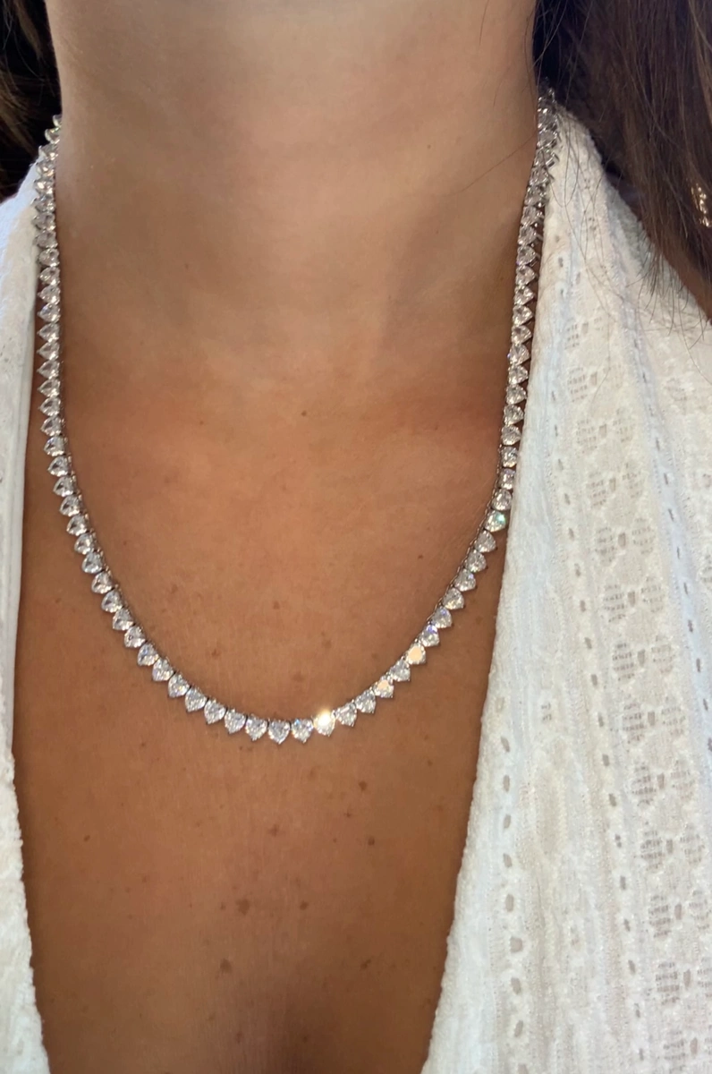 בוטיק 925 שרשרת טניס לבבות