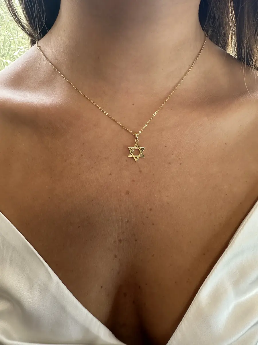 שרשרת מגן דוד כסף 925 ציפוי זהב