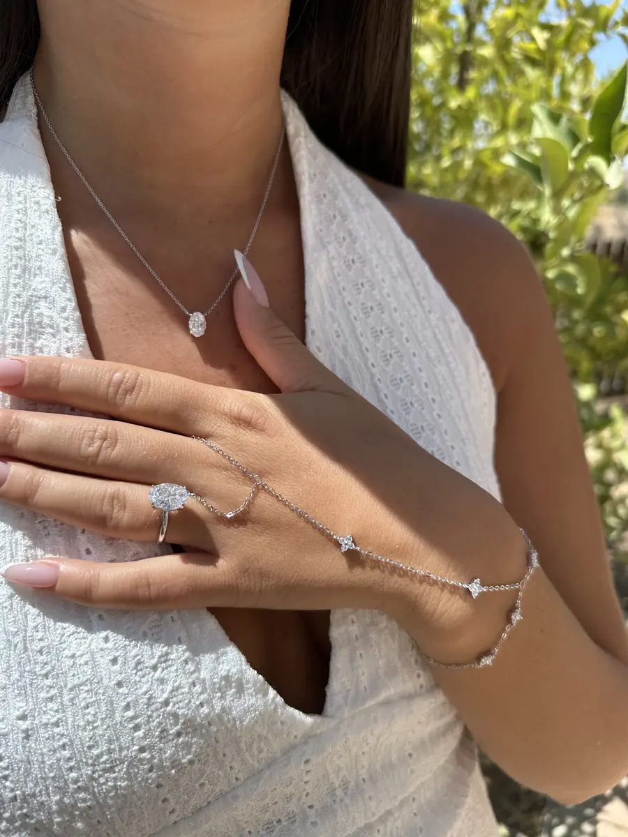 שרשרת אובלית מכסף