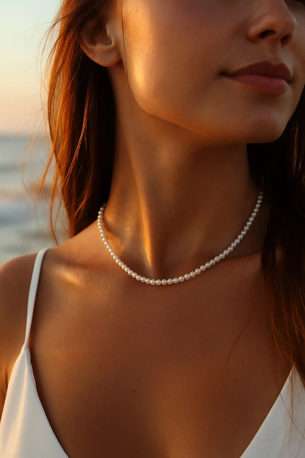 שרשרת חרוזי צדפים עדינה לאישה