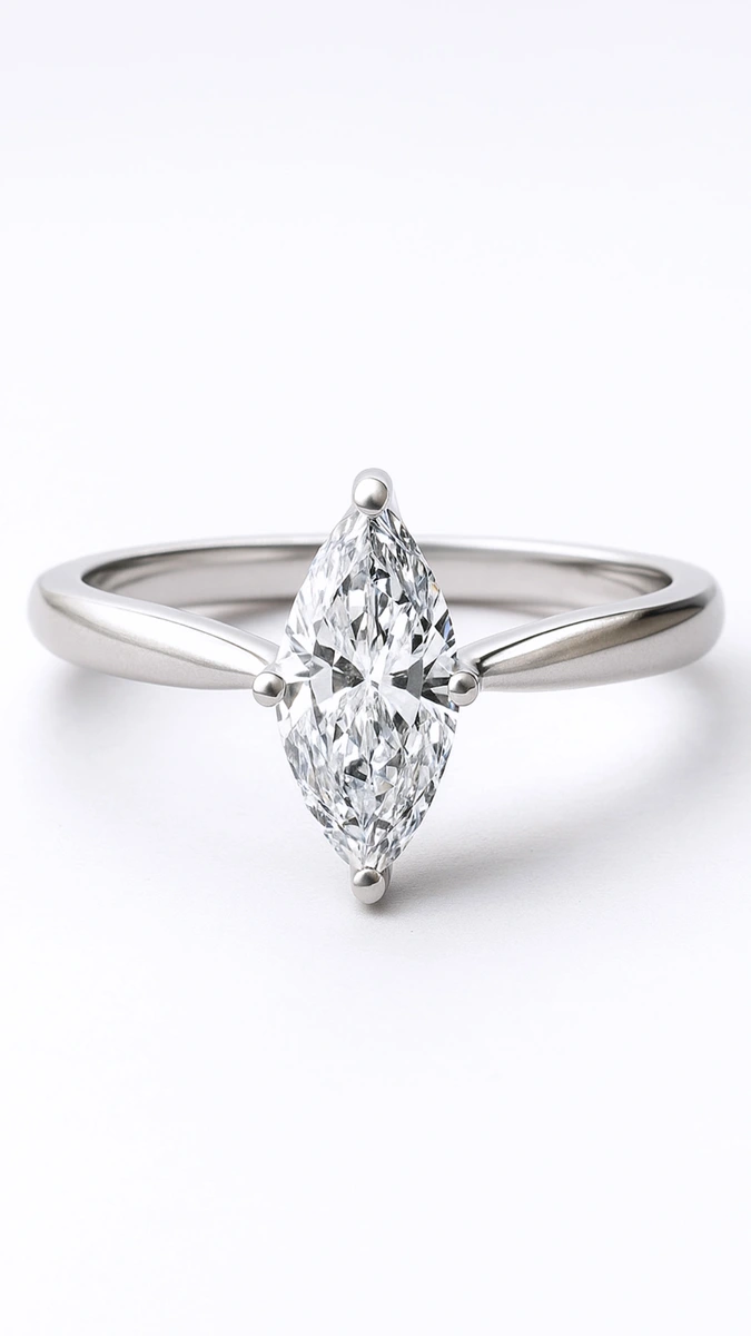 טבעת סוליטר מרקיזה מכסף